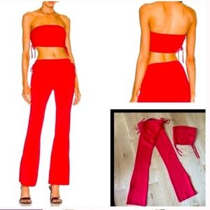 REVOLVE Hour:s Meghan Bold Red Flare Pants and Top Set